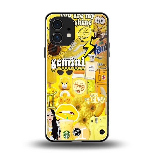 gemini aesthetic collage back phone cover | glass case for nothing phone 1