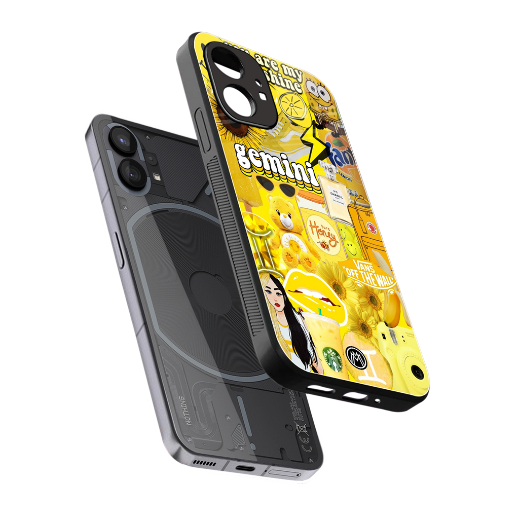 gemini aesthetic collage back phone cover | glass case for nothing phone 1