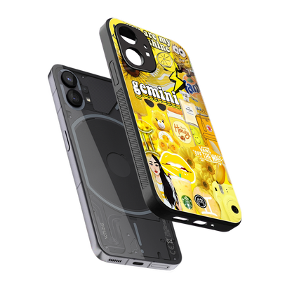gemini aesthetic collage back phone cover | glass case for nothing phone 1