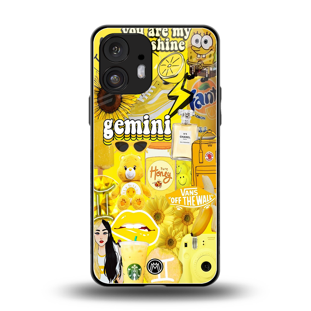 gemini aesthetic collage back phone cover | glass case for nothing phone 2