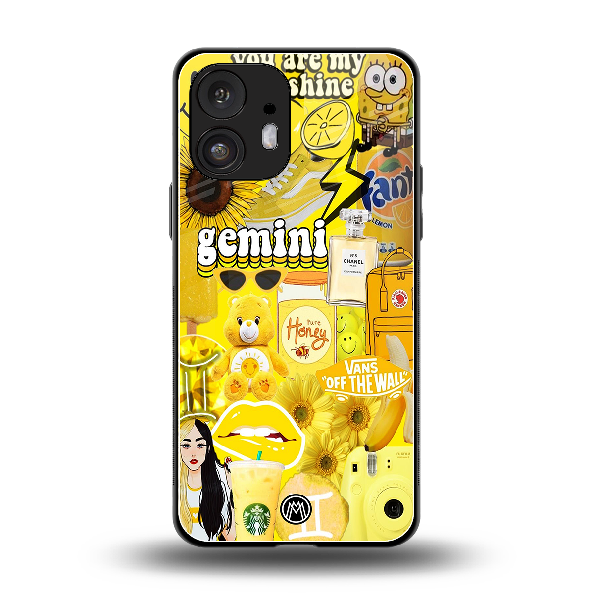 gemini aesthetic collage back phone cover | glass case for nothing phone 2