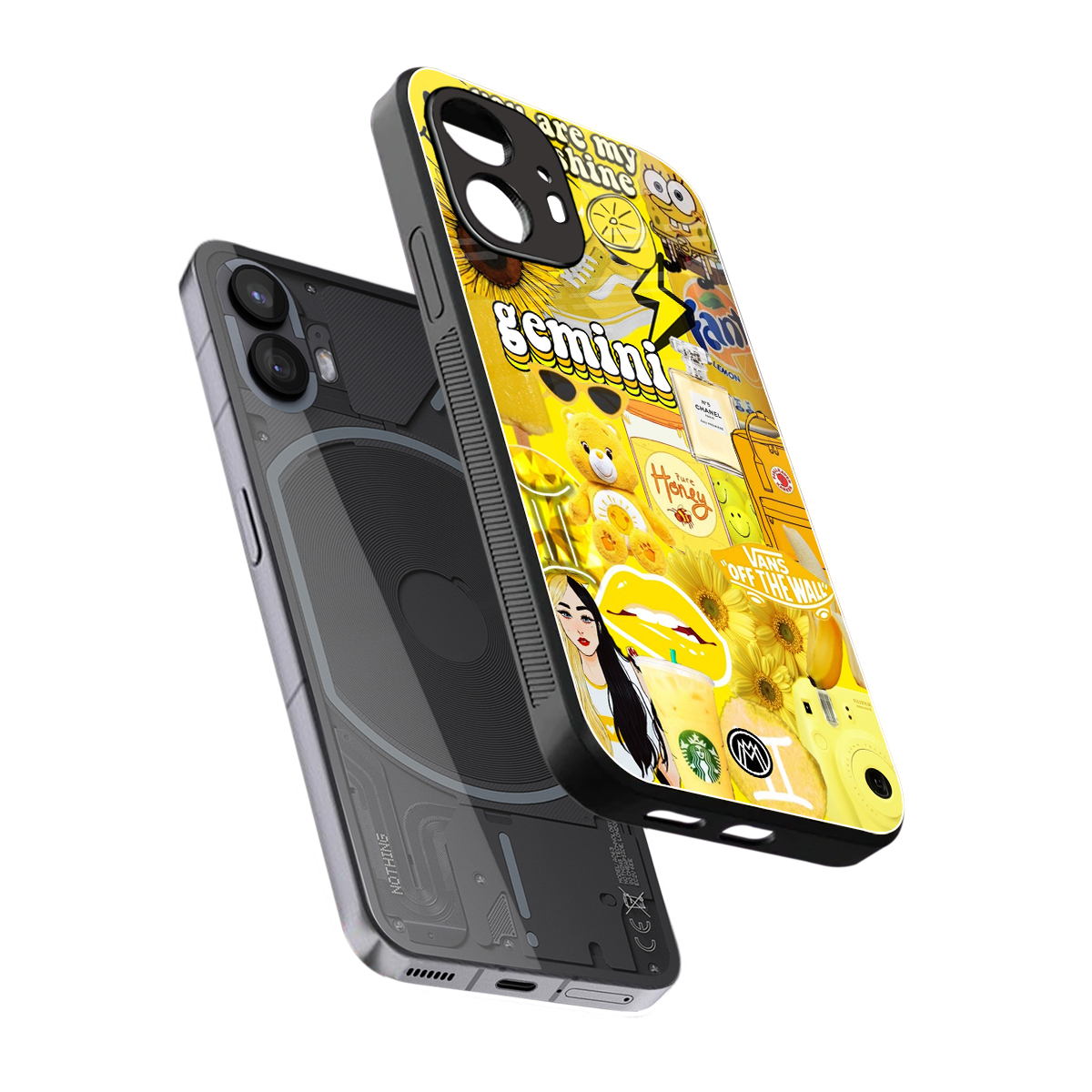 gemini aesthetic collage back phone cover | glass case for nothing phone 2