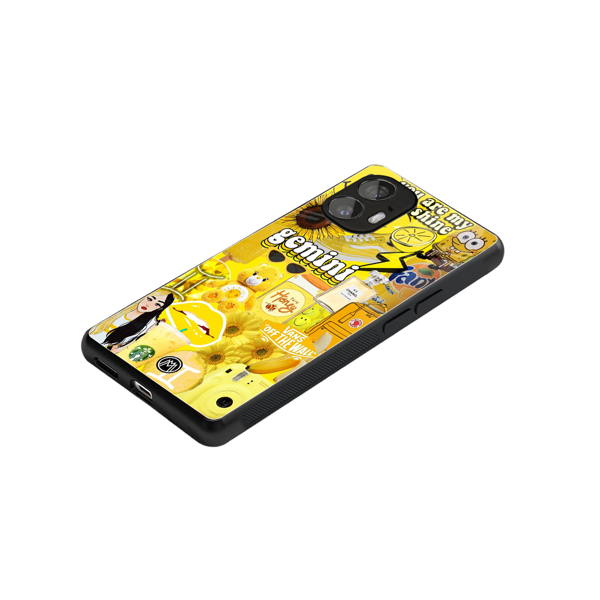 gemini aesthetic collage back phone cover | glass case for nothing phone 2