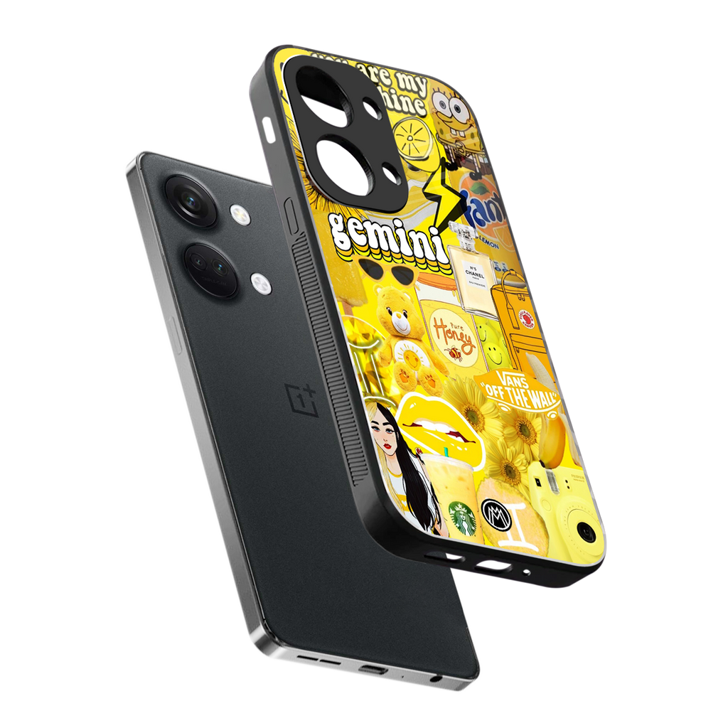 gemini aesthetic collage back phone cover | glass case for oneplus nord 3