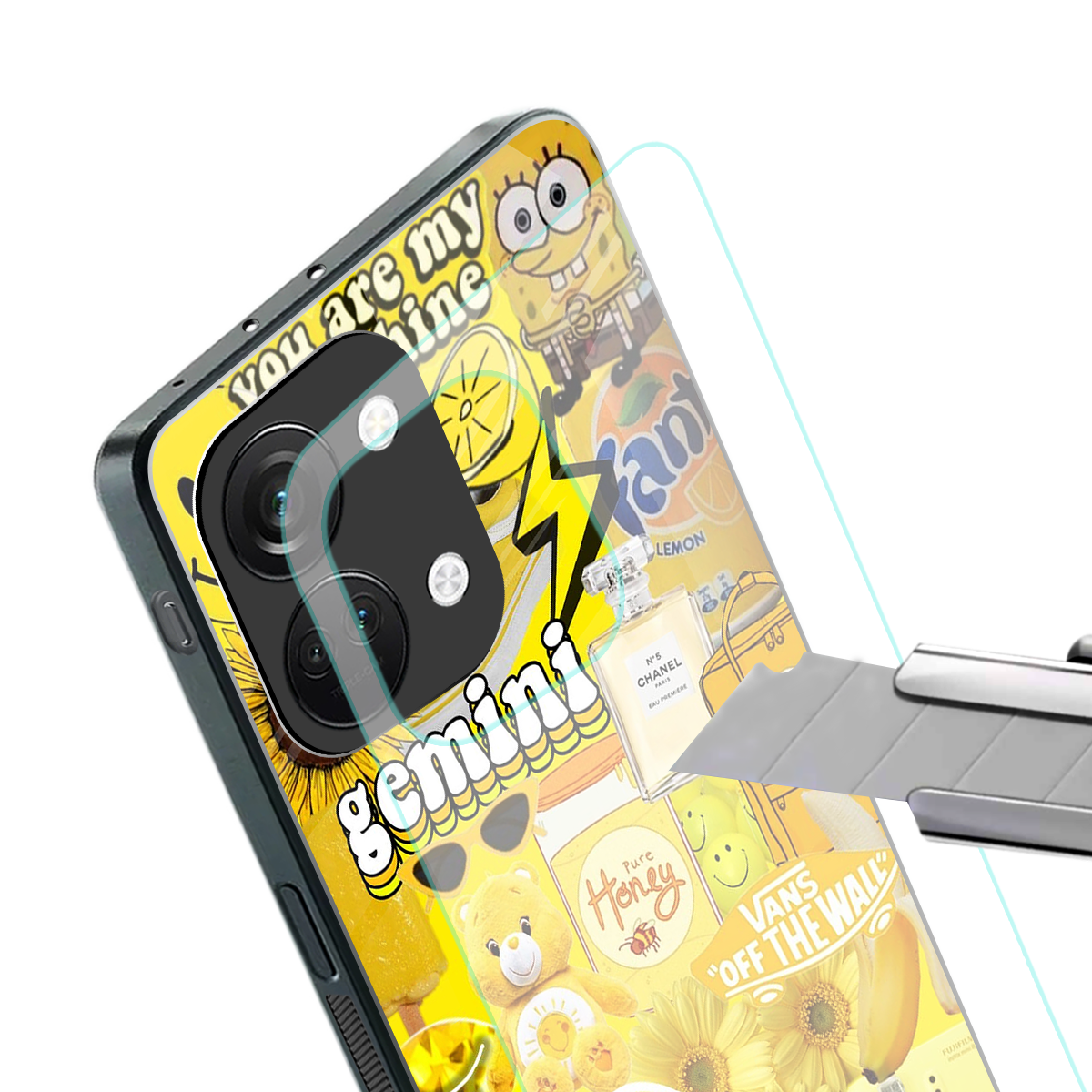 gemini aesthetic collage back phone cover | glass case for oneplus nord 3