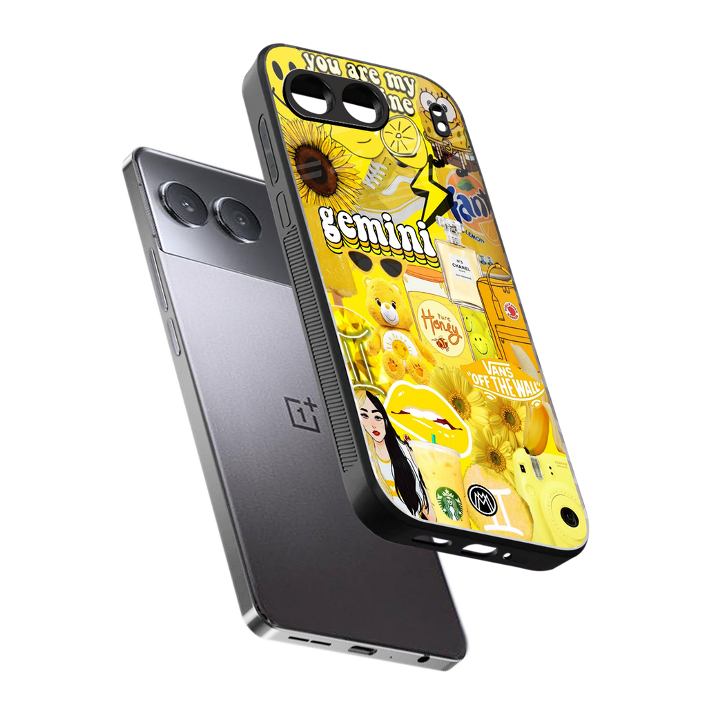 gemini aesthetic collage back phone cover | glass case for oneplus nord 4