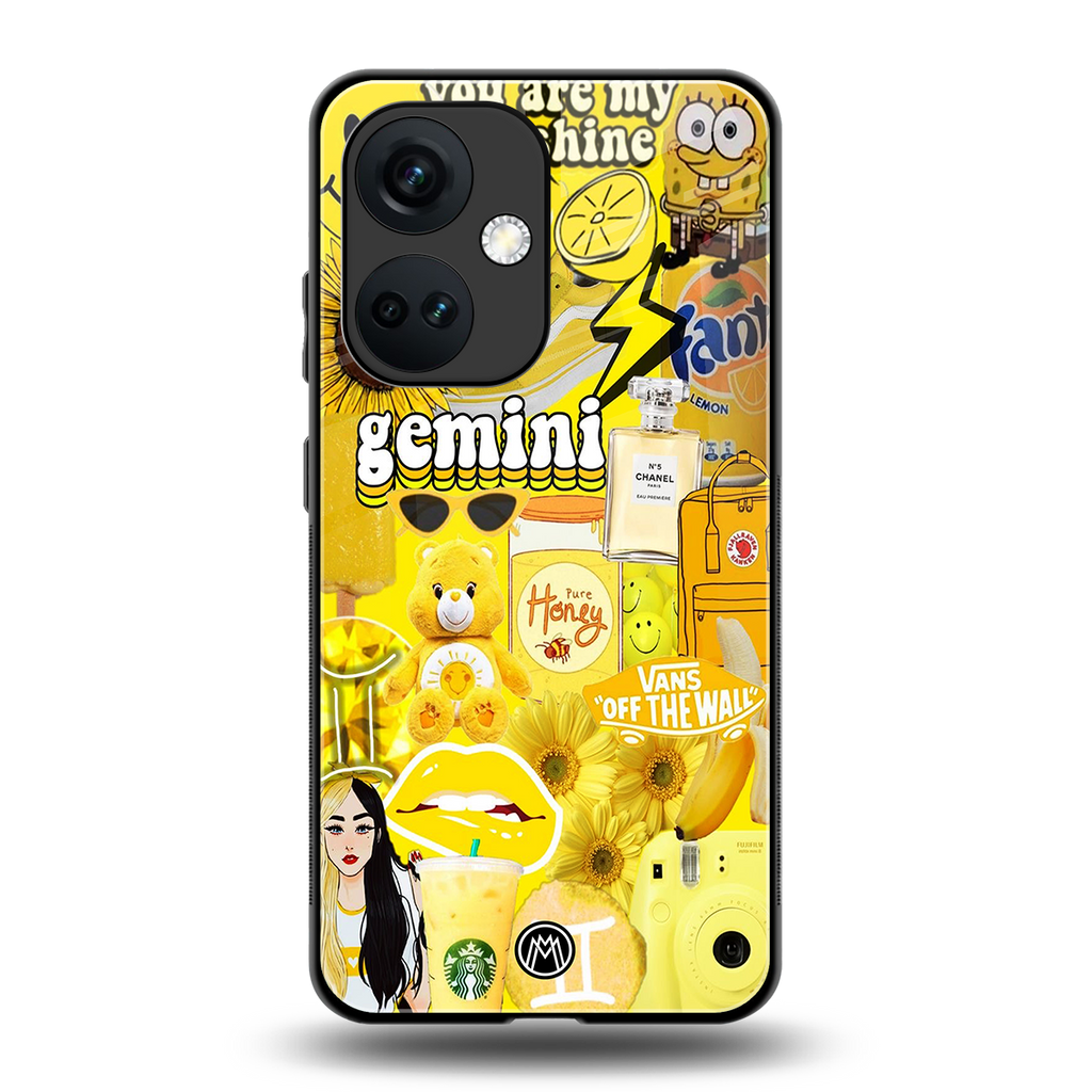 gemini aesthetic collage back phone cover | glass case for oneplus nord ce 3