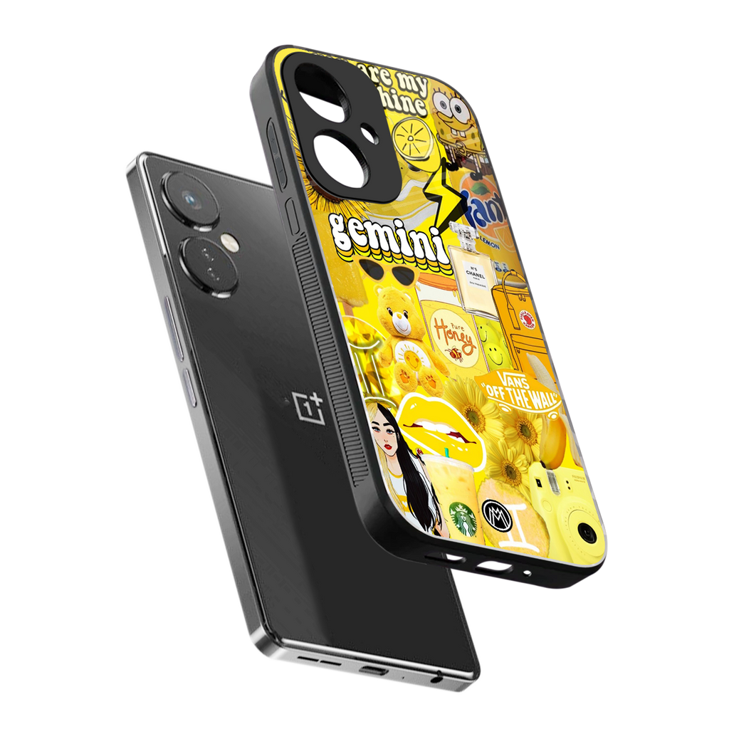 gemini aesthetic collage back phone cover | glass case for oneplus nord ce 3
