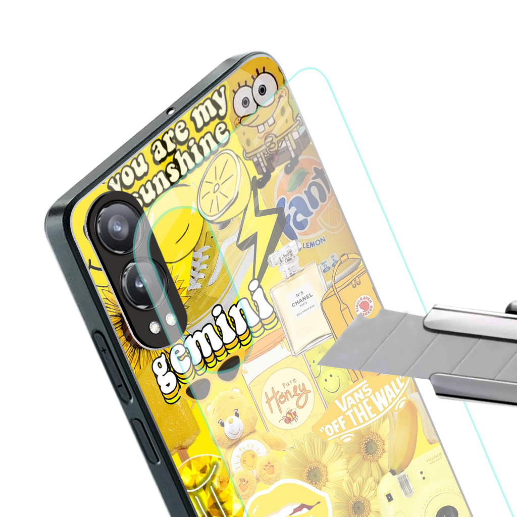 gemini aesthetic collage back phone cover | glass case for oneplus nord ce 4 lite