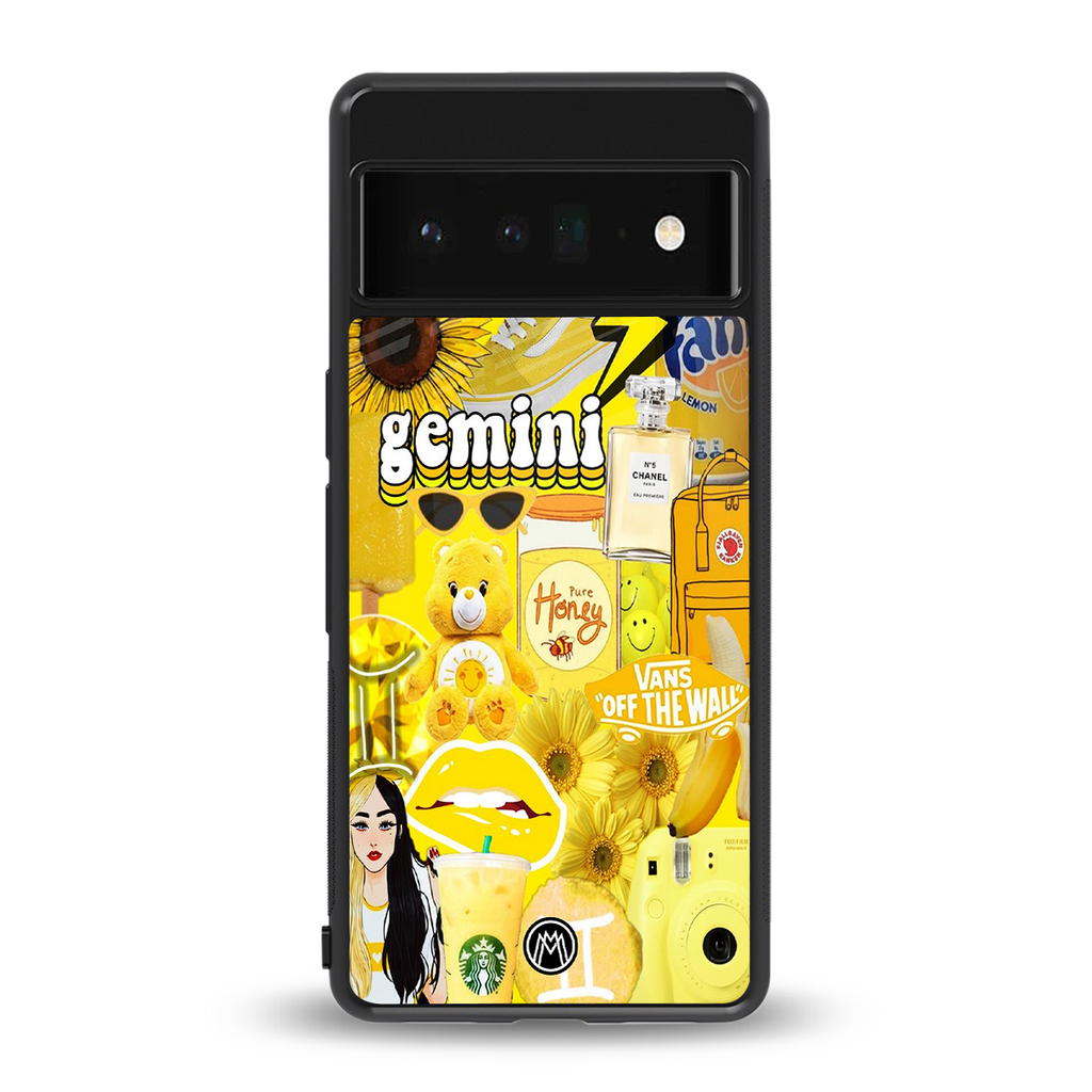 gemini aesthetic collage back phone cover | glass case for google pixel 6 pro
