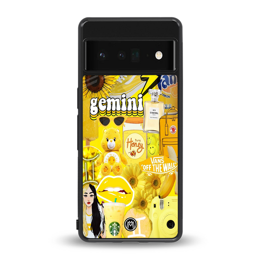 gemini aesthetic collage back phone cover | glass case for google pixel 6 pro