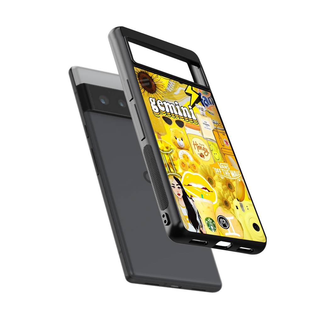 gemini aesthetic collage back phone cover | glass case for google pixel 6 pro