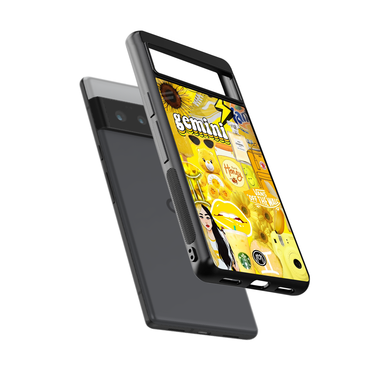 gemini aesthetic collage back phone cover | glass case for google pixel 6 pro
