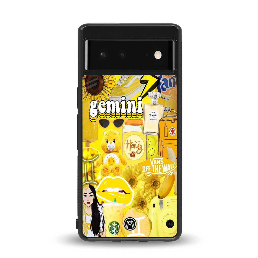 gemini aesthetic collage back phone cover | glass case for google pixel 6