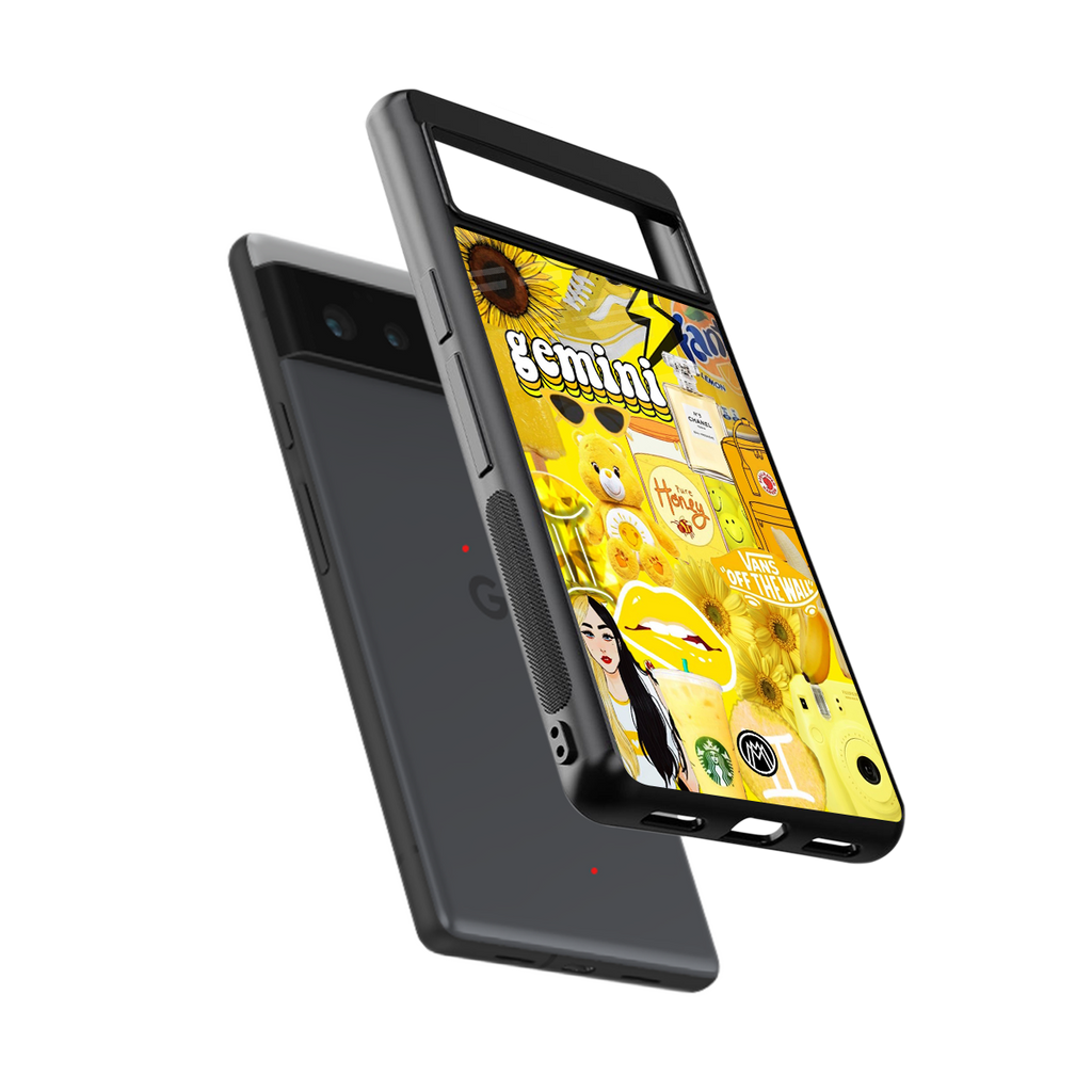 gemini aesthetic collage back phone cover | glass case for google pixel 6
