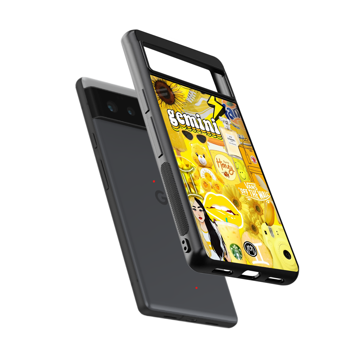 gemini aesthetic collage back phone cover | glass case for google pixel 6