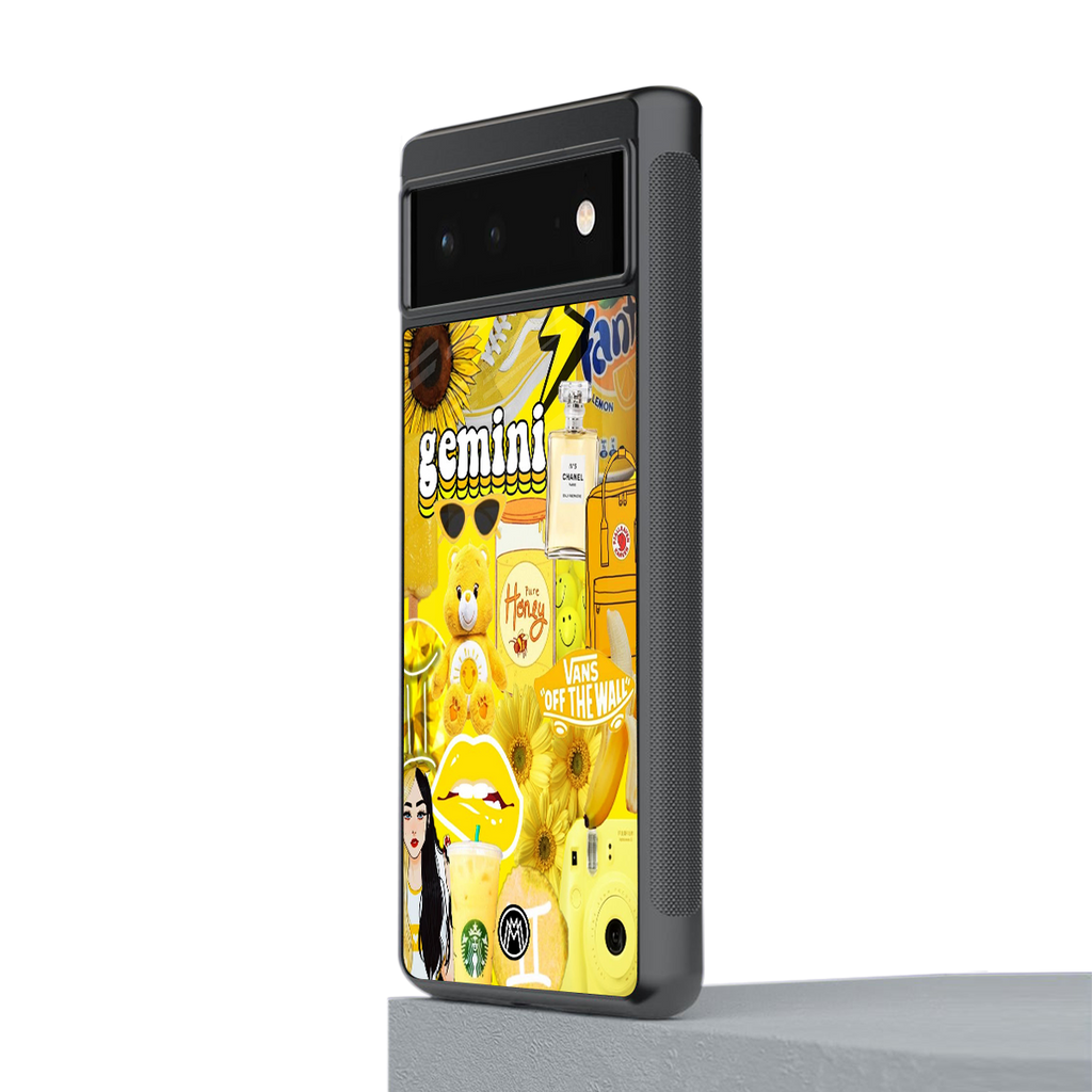 gemini aesthetic collage back phone cover | glass case for Google Pixel 6A
