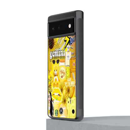 gemini aesthetic collage back phone cover | glass case for Google Pixel 6A