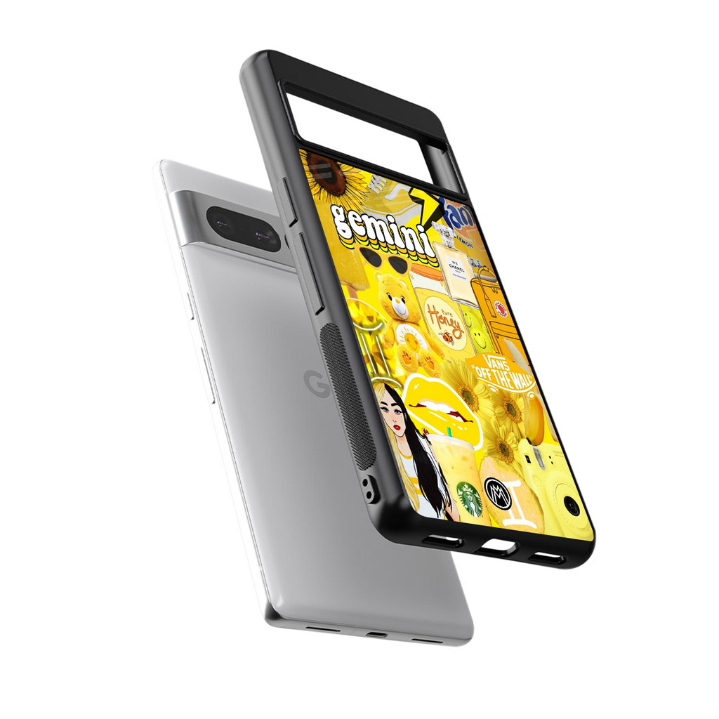 gemini aesthetic collage back phone cover | glass case for google pixel 7 pro