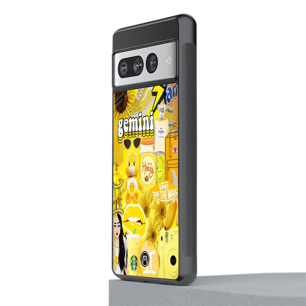 gemini aesthetic collage back phone cover | glass case for google pixel 7 pro
