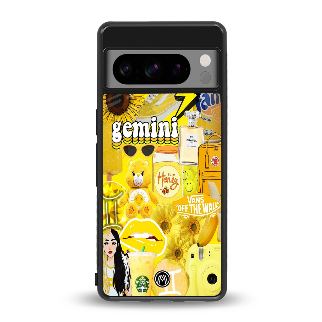 gemini aesthetic collage back phone cover | glass case for google pixel 8 pro