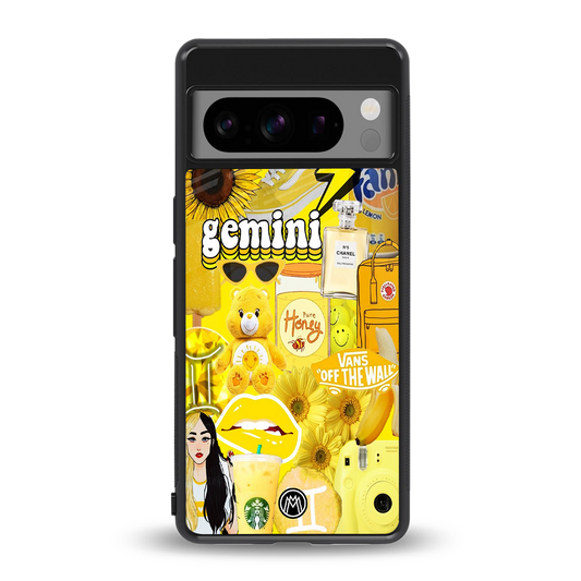 gemini aesthetic collage back phone cover | glass case for google pixel 8 pro