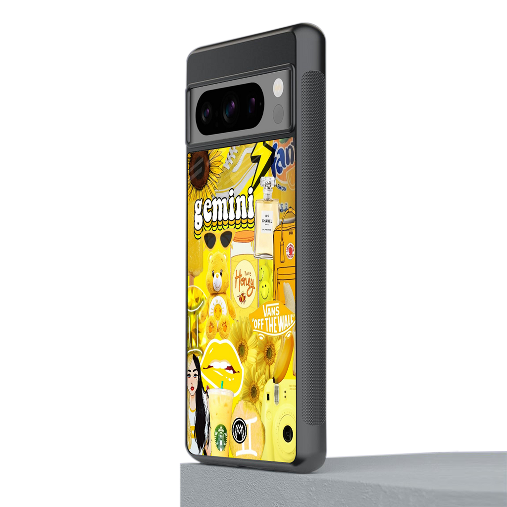 gemini aesthetic collage back phone cover | glass case for google pixel 8 pro