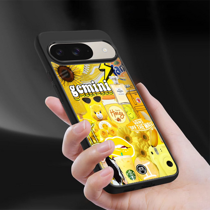gemini aesthetic collage back phone cover | glass case for google pixel 9