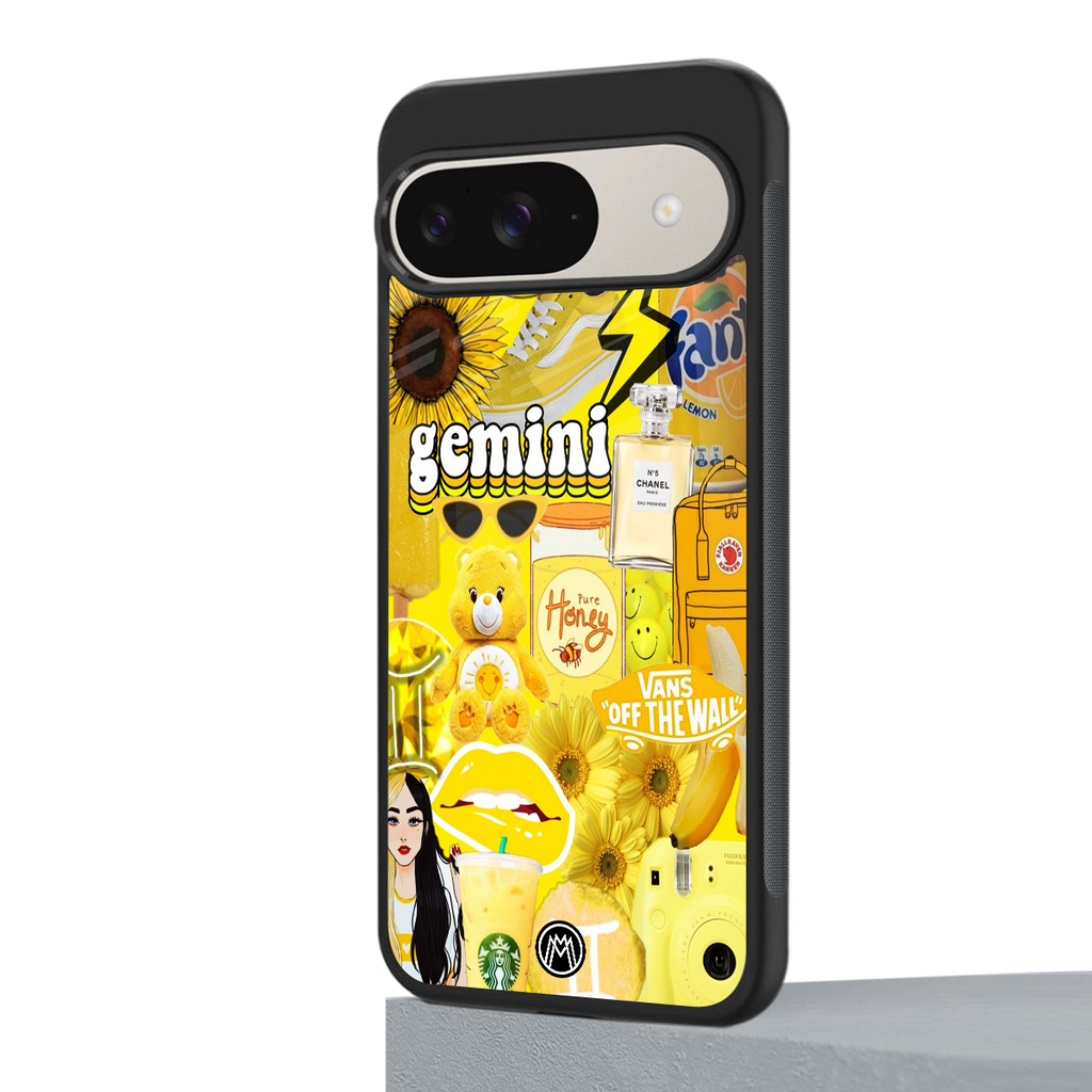gemini aesthetic collage back phone cover | glass case for google pixel 9