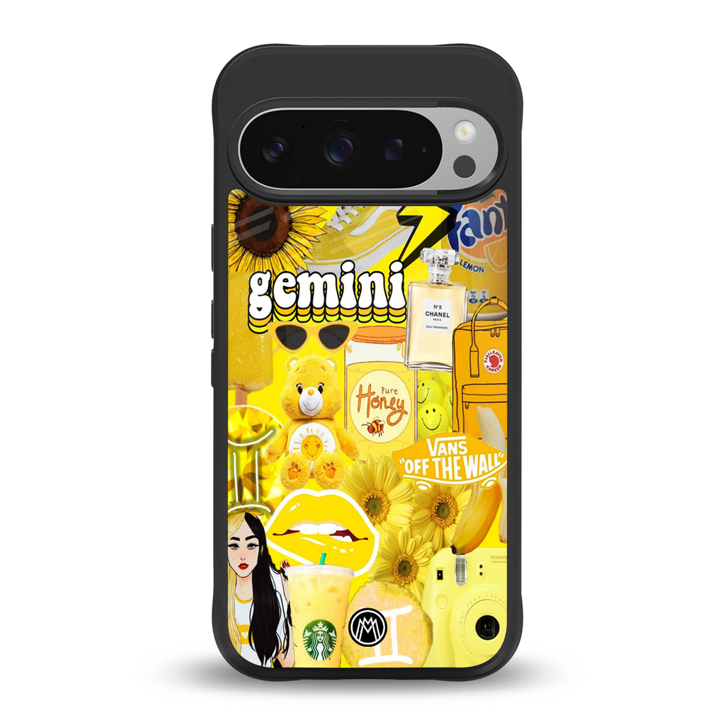 gemini aesthetic collage back phone cover | glass case for google pixel 9 pro