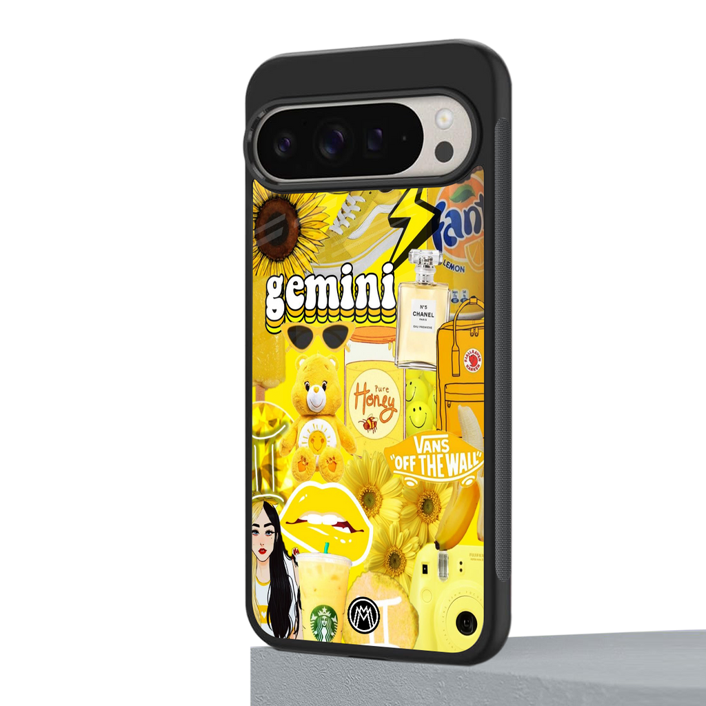 gemini aesthetic collage back phone cover | glass case for google pixel 9 pro