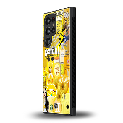 gemini aesthetic collage back phone cover | glass case for samsung galaxy s23 ultra