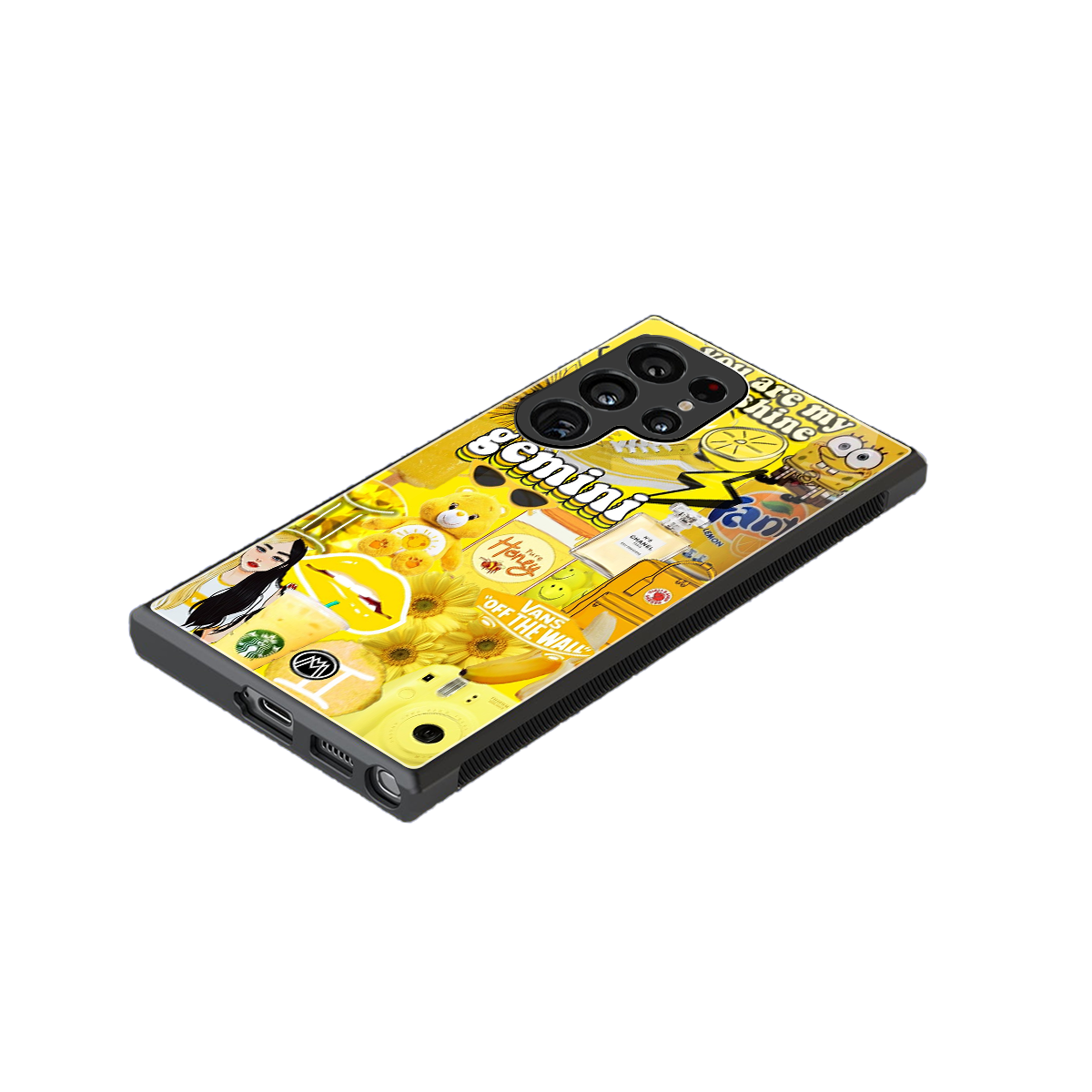 gemini aesthetic collage back phone cover | glass case for samsung galaxy s24 ultra