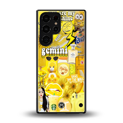 gemini aesthetic collage back phone cover | glass case for samsung galaxy s25 ultra
