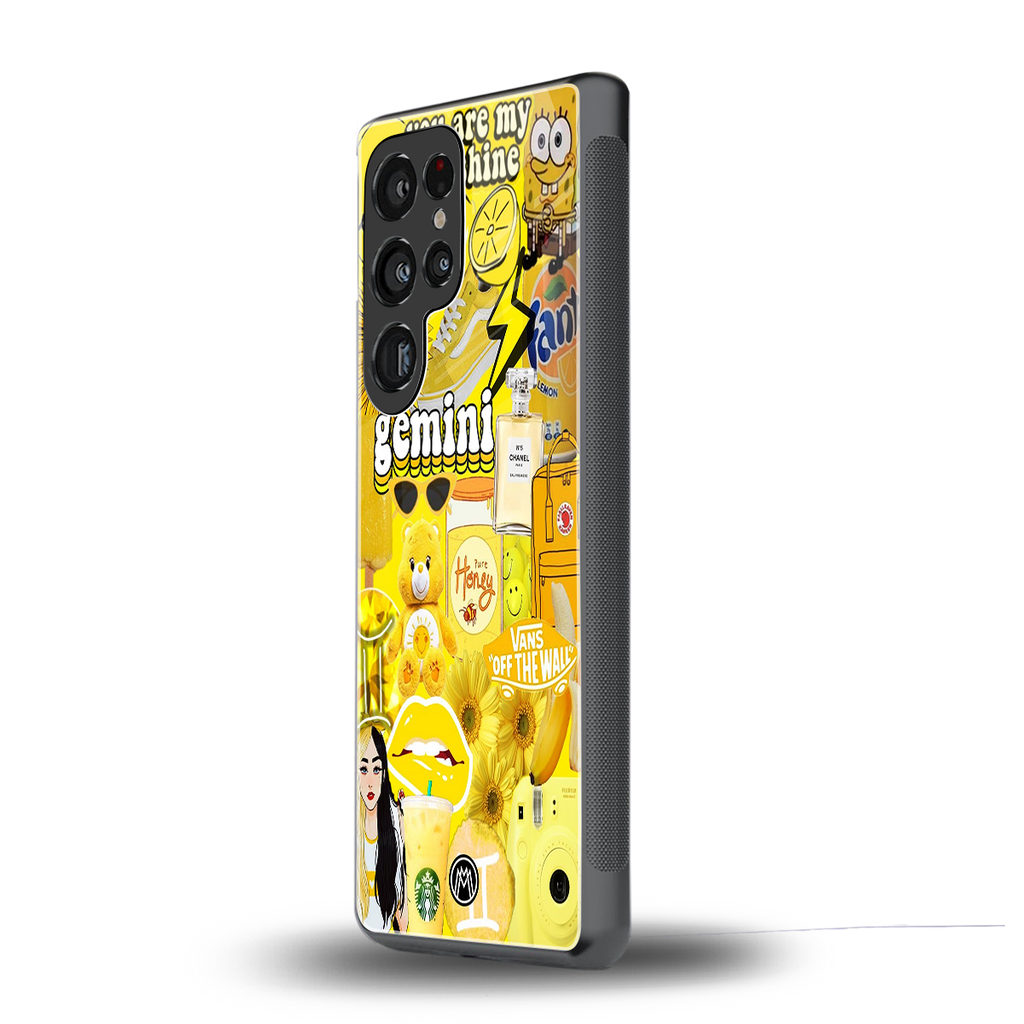 gemini aesthetic collage back phone cover | glass case for samsung galaxy s25 ultra