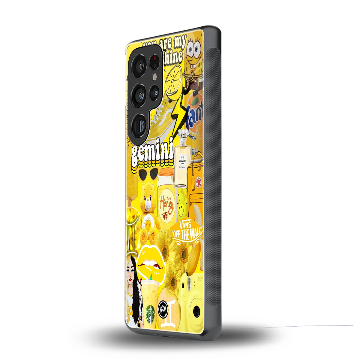 gemini aesthetic collage back phone cover | glass case for samsung galaxy s25 ultra
