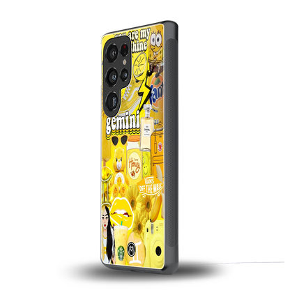 gemini aesthetic collage back phone cover | glass case for samsung galaxy s25 ultra