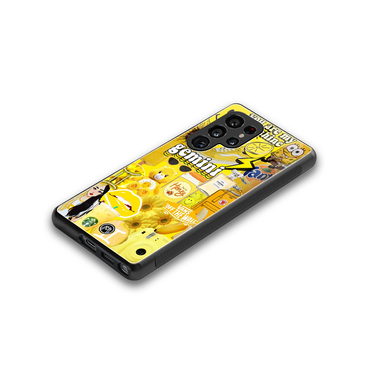 gemini aesthetic collage back phone cover | glass case for samsung galaxy s25 ultra