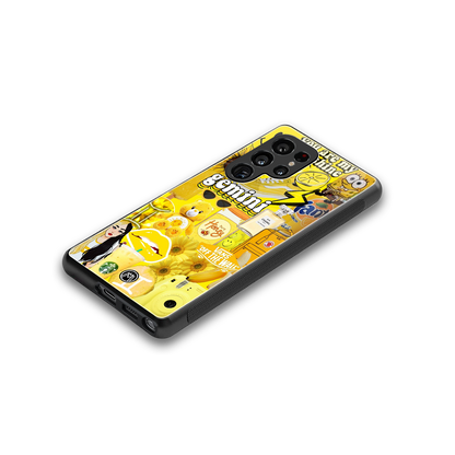 gemini aesthetic collage back phone cover | glass case for samsung galaxy s25 ultra