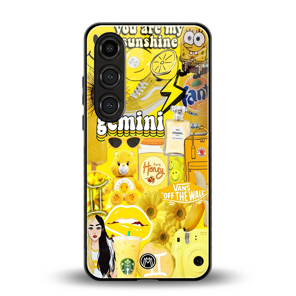 gemini aesthetic collage back phone cover | glass case for samsung galaxy s25