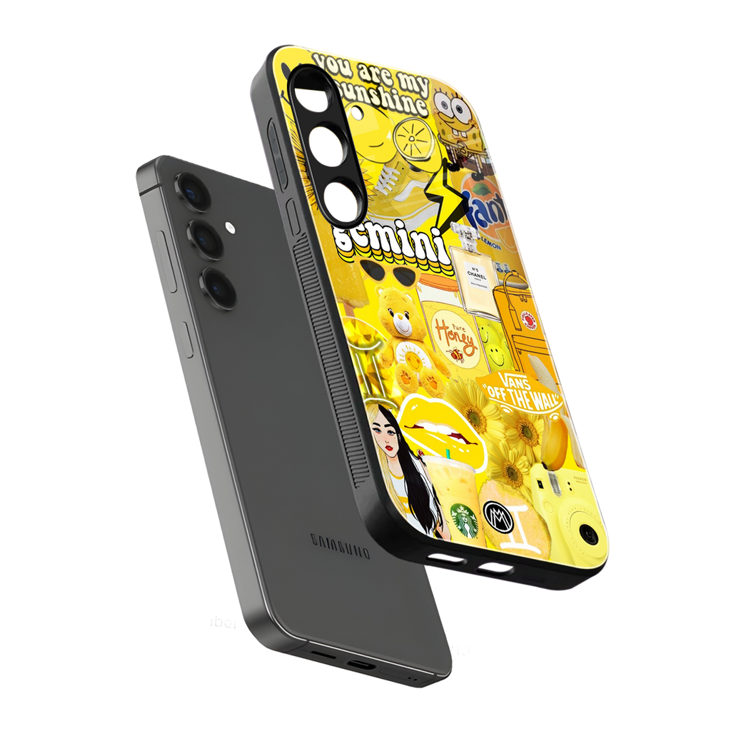 gemini aesthetic collage back phone cover | glass case for samsung galaxy s24 fe