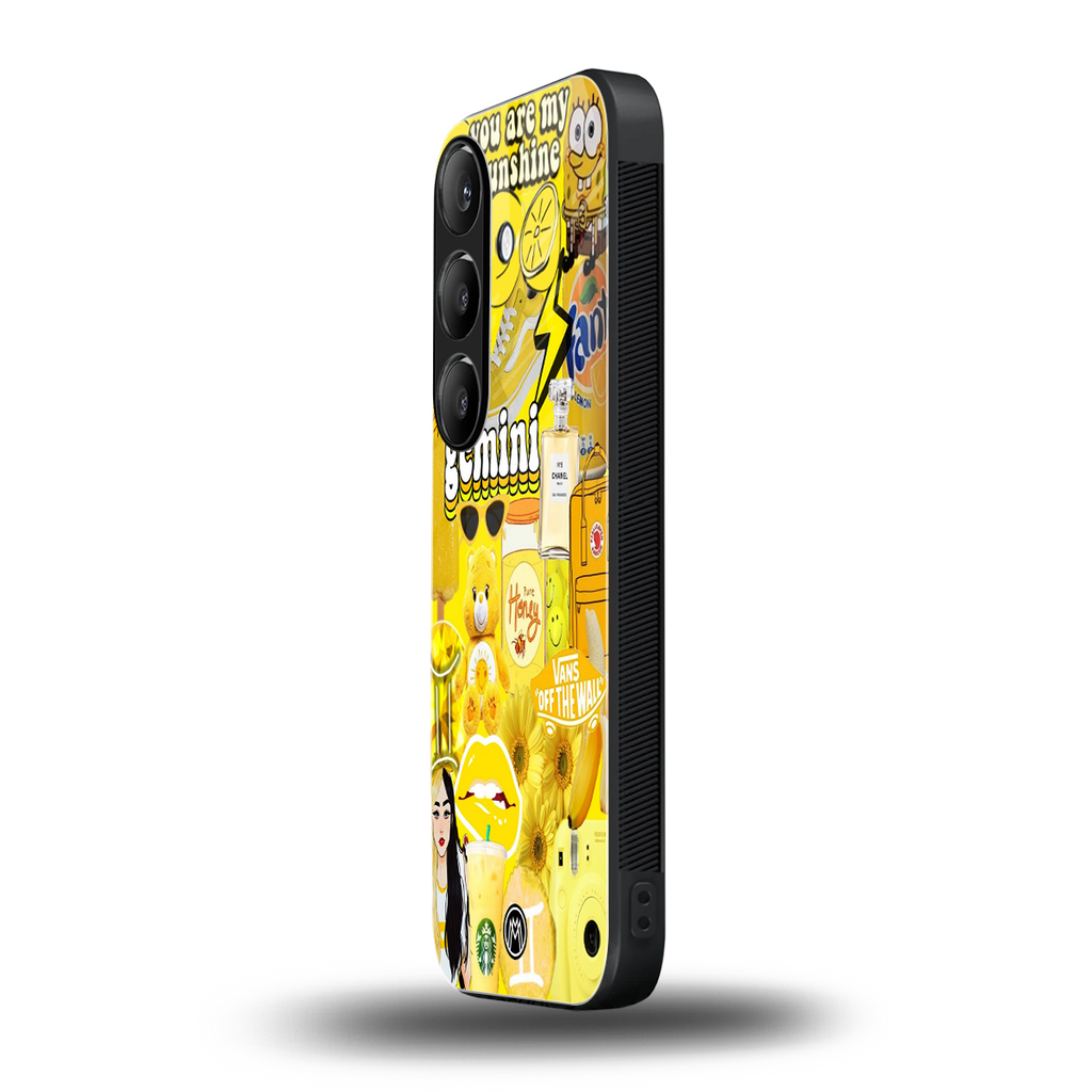 gemini aesthetic collage back phone cover | glass case for samsung galaxy s24 plus