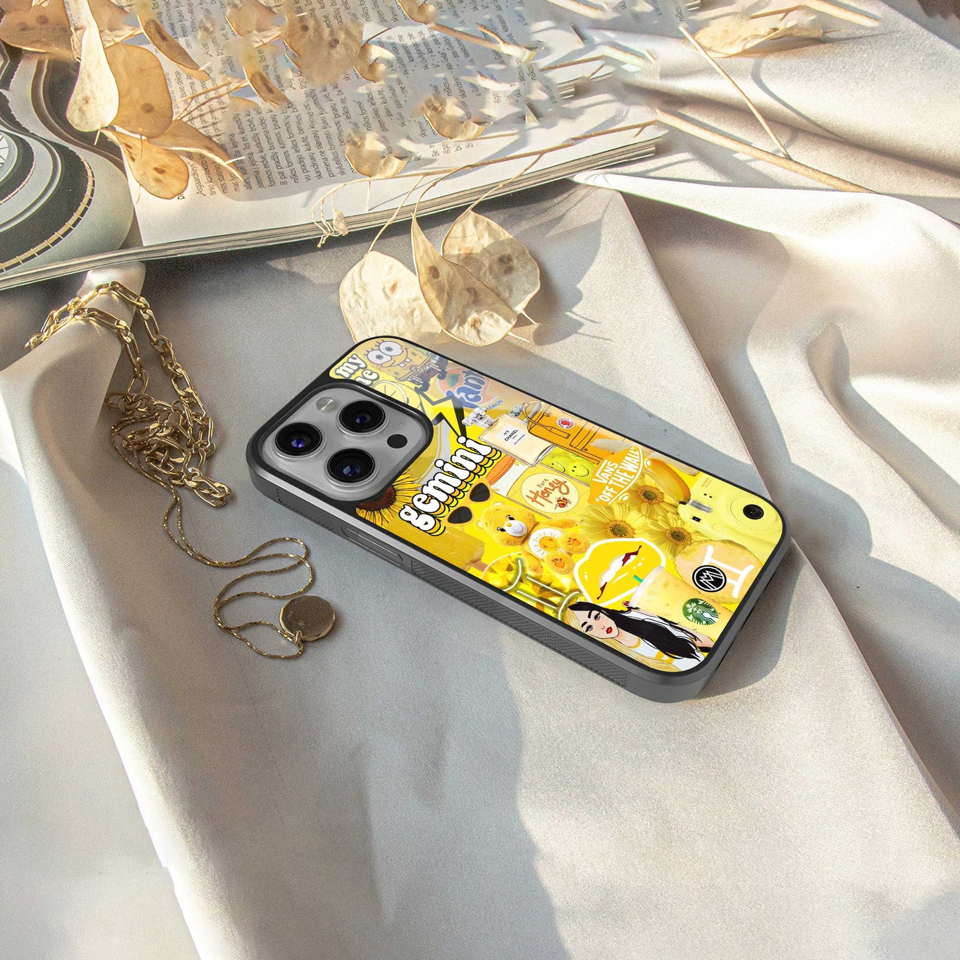 gemini aesthetic collage back phone cover | glass case for iphone 13 pro max