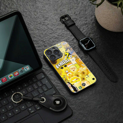 gemini aesthetic collage back phone cover | glass case for iphone 13 pro max