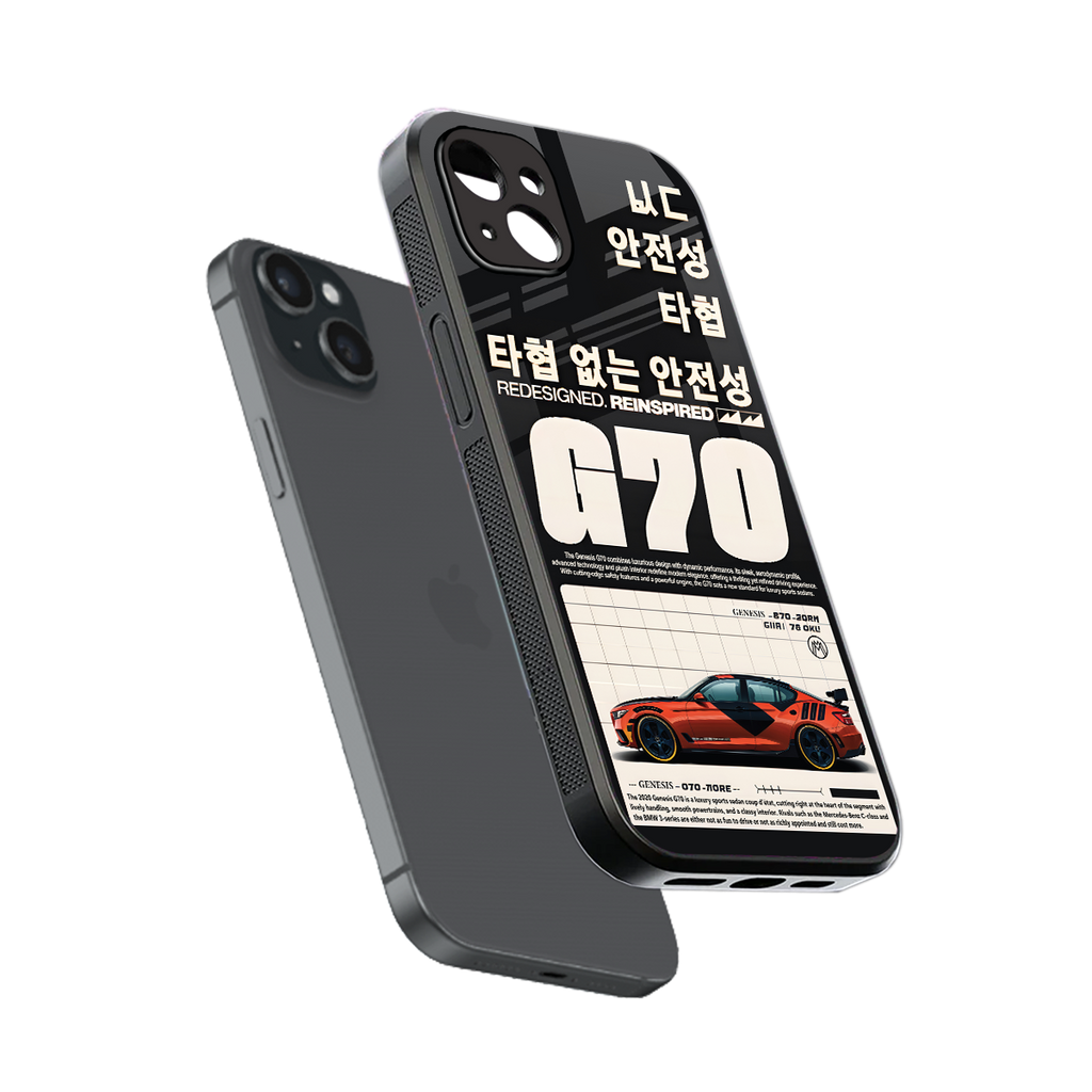 genesis g70 back phone cover | glass case for iphone 15 plus