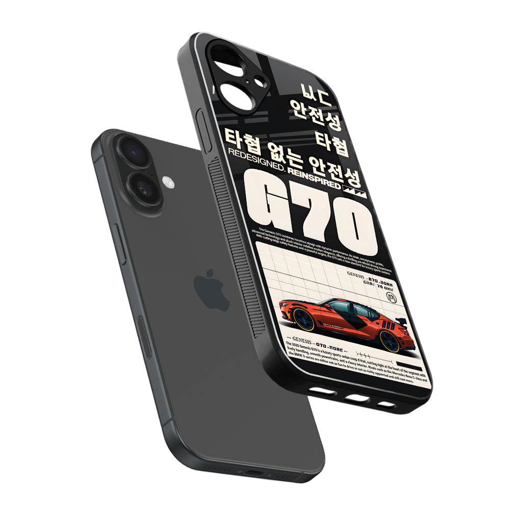 genesis g70 back phone cover | glass case for iphone 16
