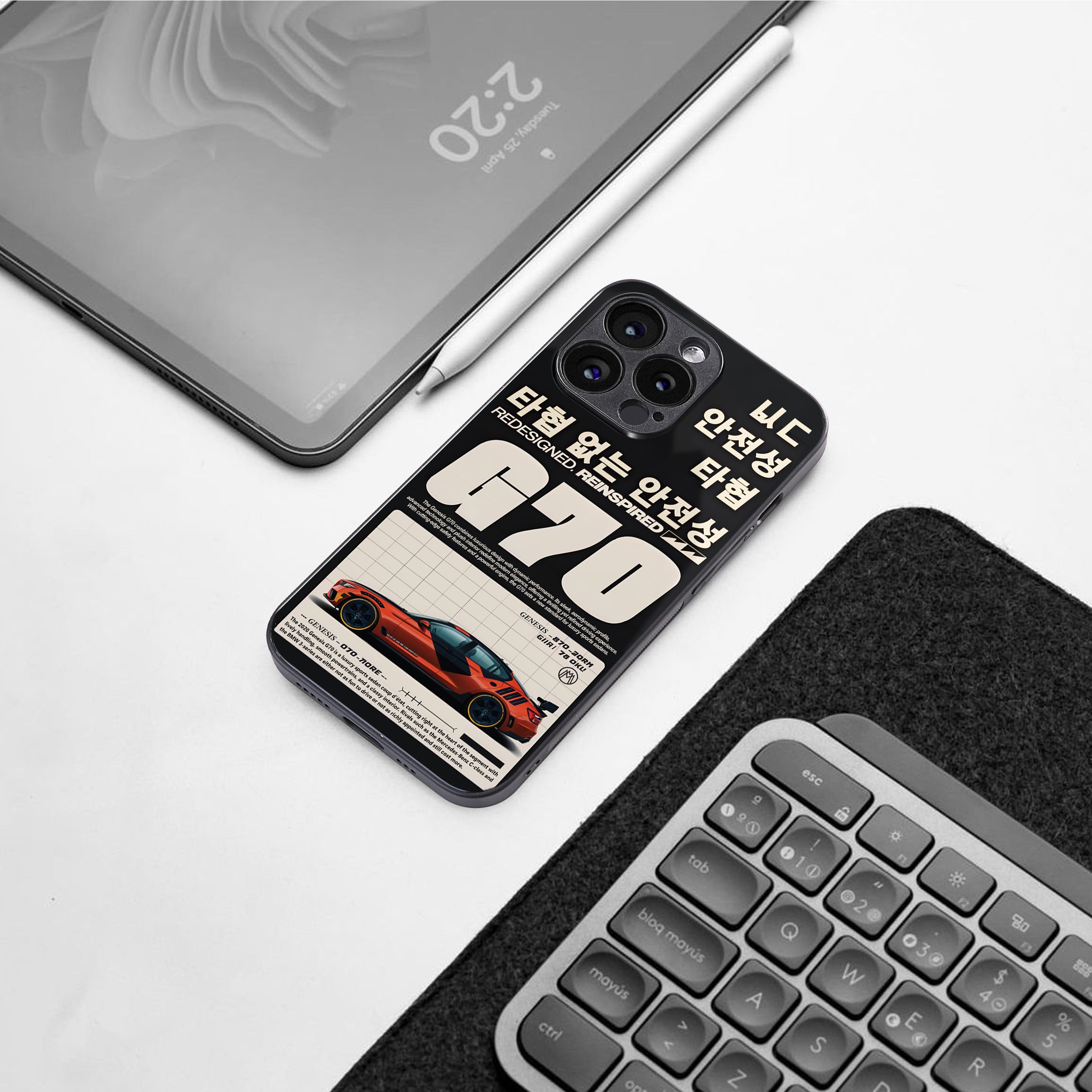 genesis g70 back phone cover | glass case for iphone 15 pro