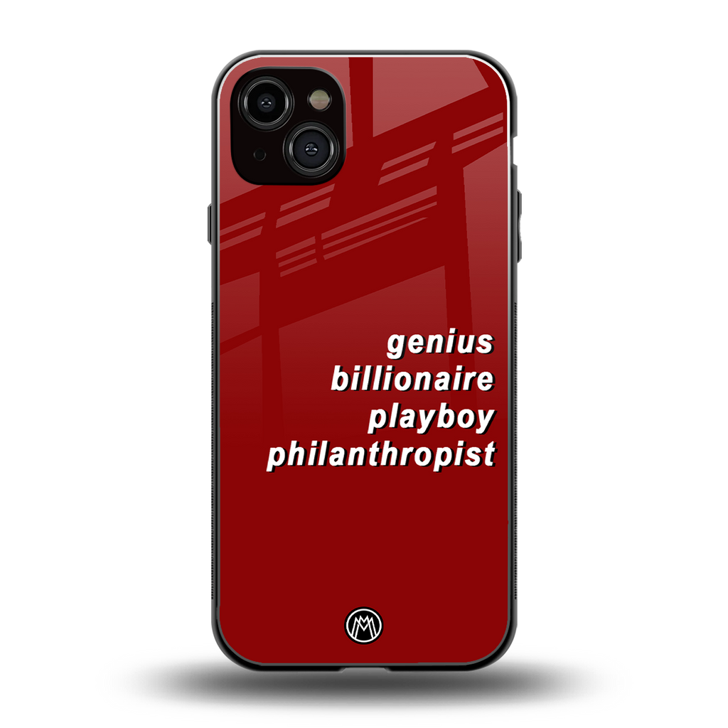 genius billionaire playboy philantrophist back phone cover | glass case for iphone 15 plus