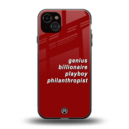 genius billionaire playboy philantrophist back phone cover | glass case for iphone 15 plus