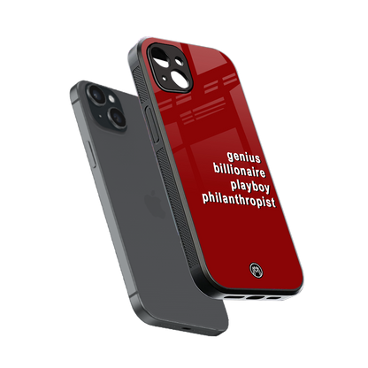 genius billionaire playboy philantrophist back phone cover | glass case for iphone 15 plus
